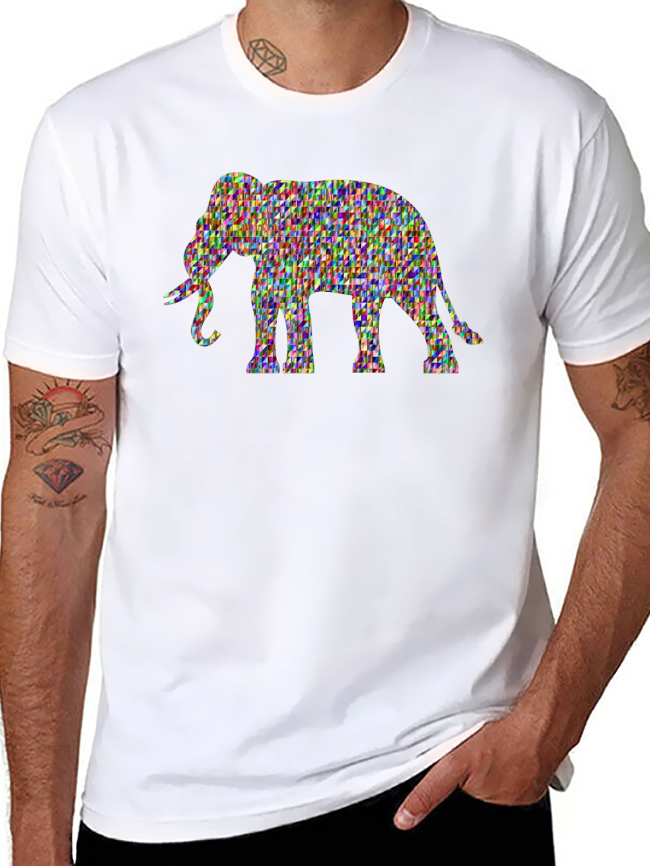 Geometric Elephant Tee - Artistic Black T-Shirt