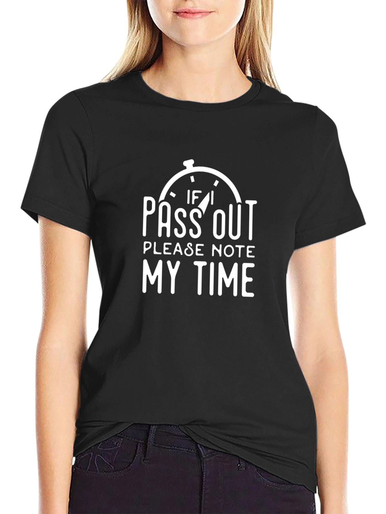 Funny Note My Time Black Graphic T-Shirt