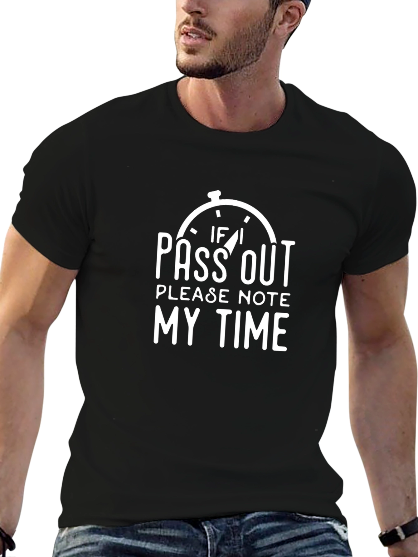 Funny Note My Time Black Graphic T-Shirt