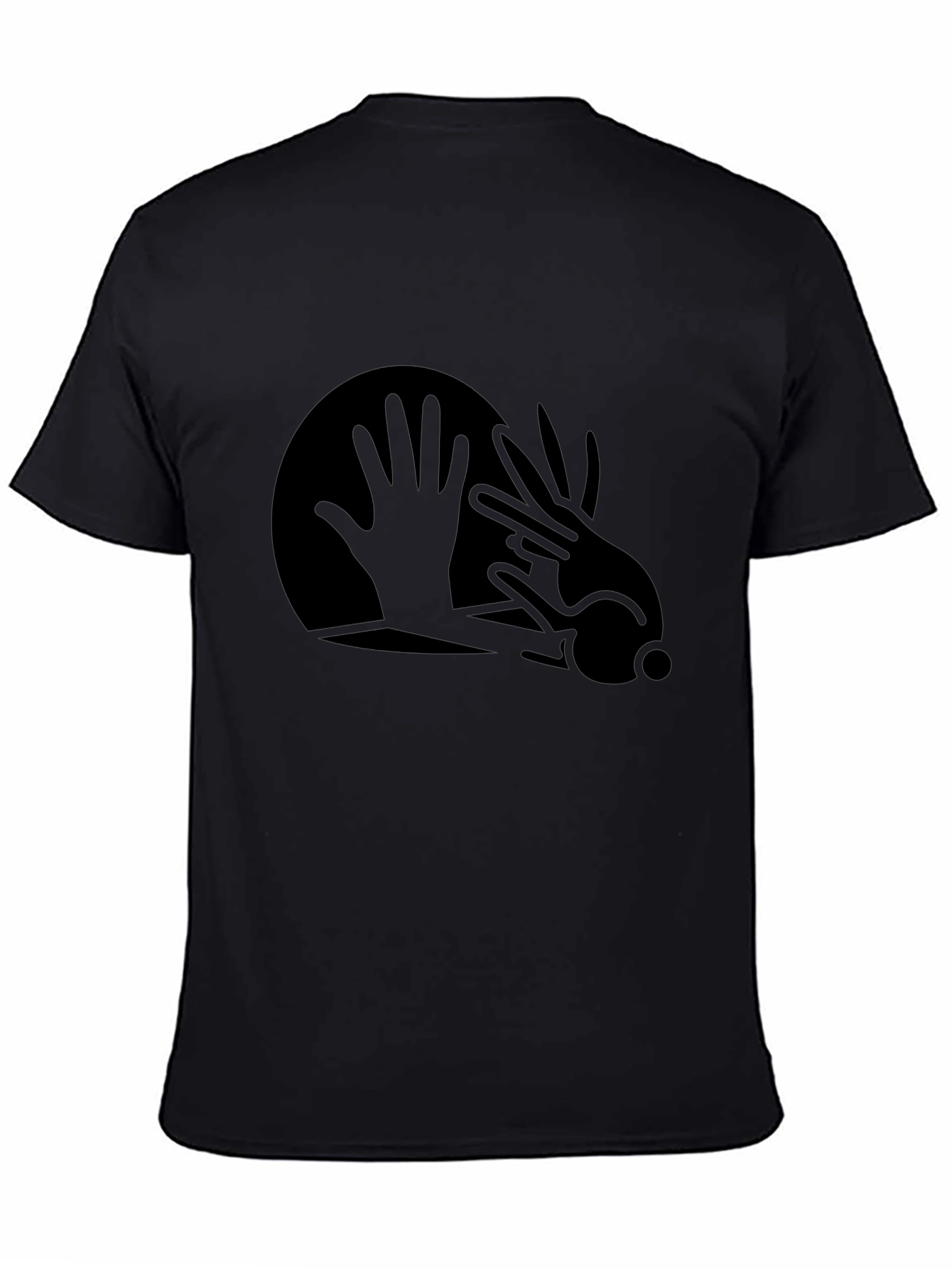 Abstract Hand Rabbit Graphic Black T-Shirt