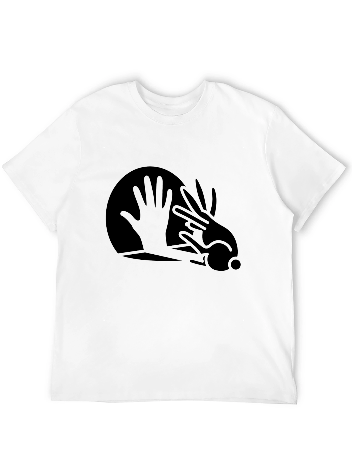 Abstract Hand Rabbit Graphic Black T-Shirt