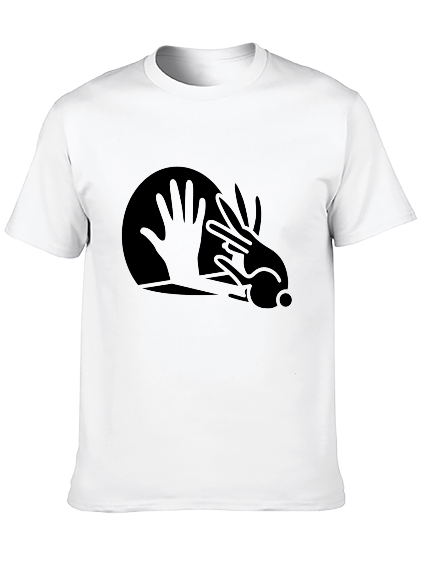 Abstract Hand Rabbit Graphic Black T-Shirt