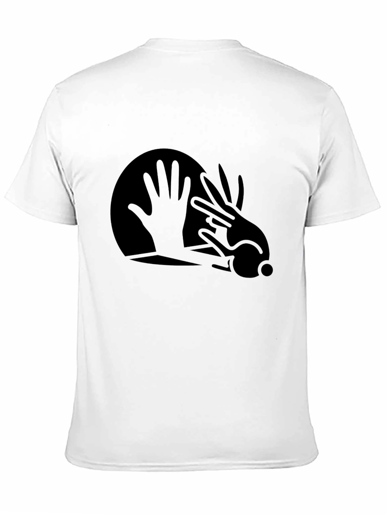 Abstract Hand Rabbit Graphic Black T-Shirt
