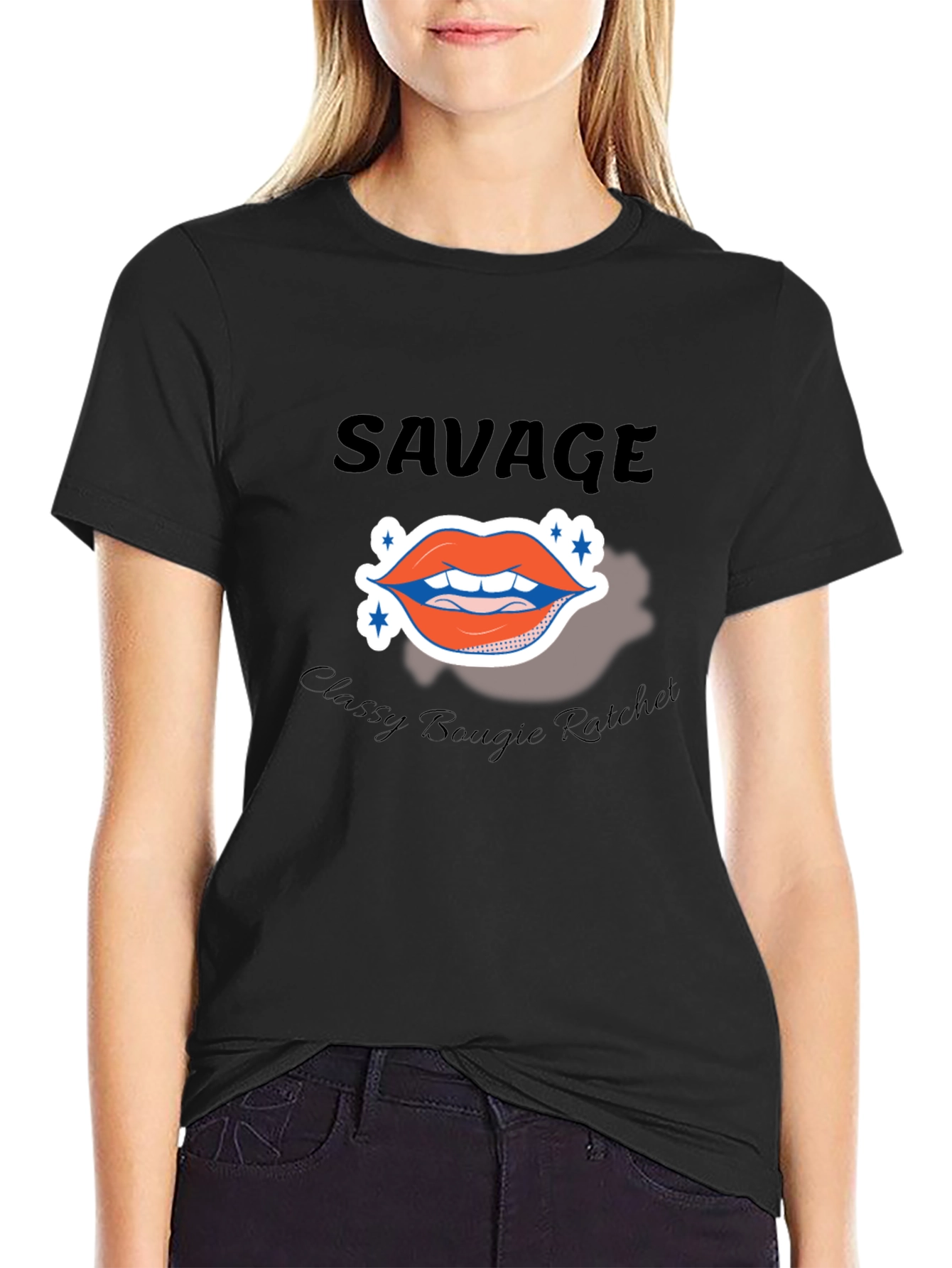 Savage Lips Graphic T-Shirt - Black