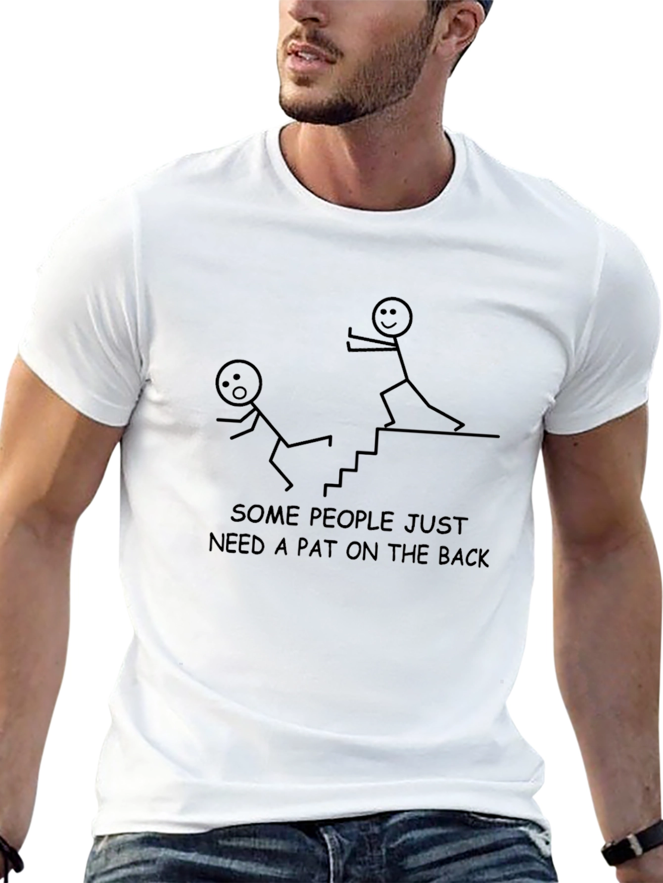 Funny Pat on the Back Black Graphic T-Shirt