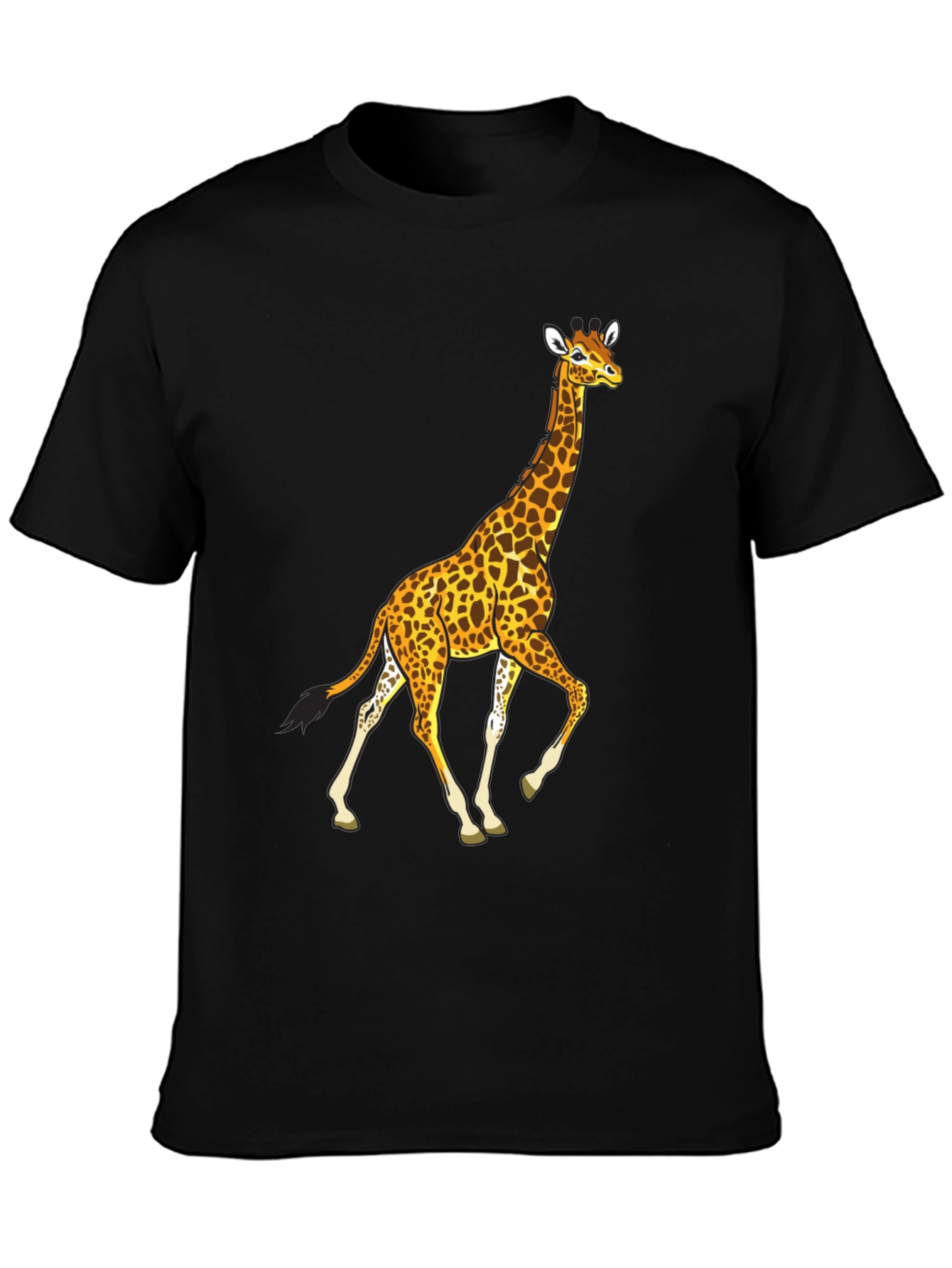 Giraffe Graphic Tee - Black Cotton Casual Wear