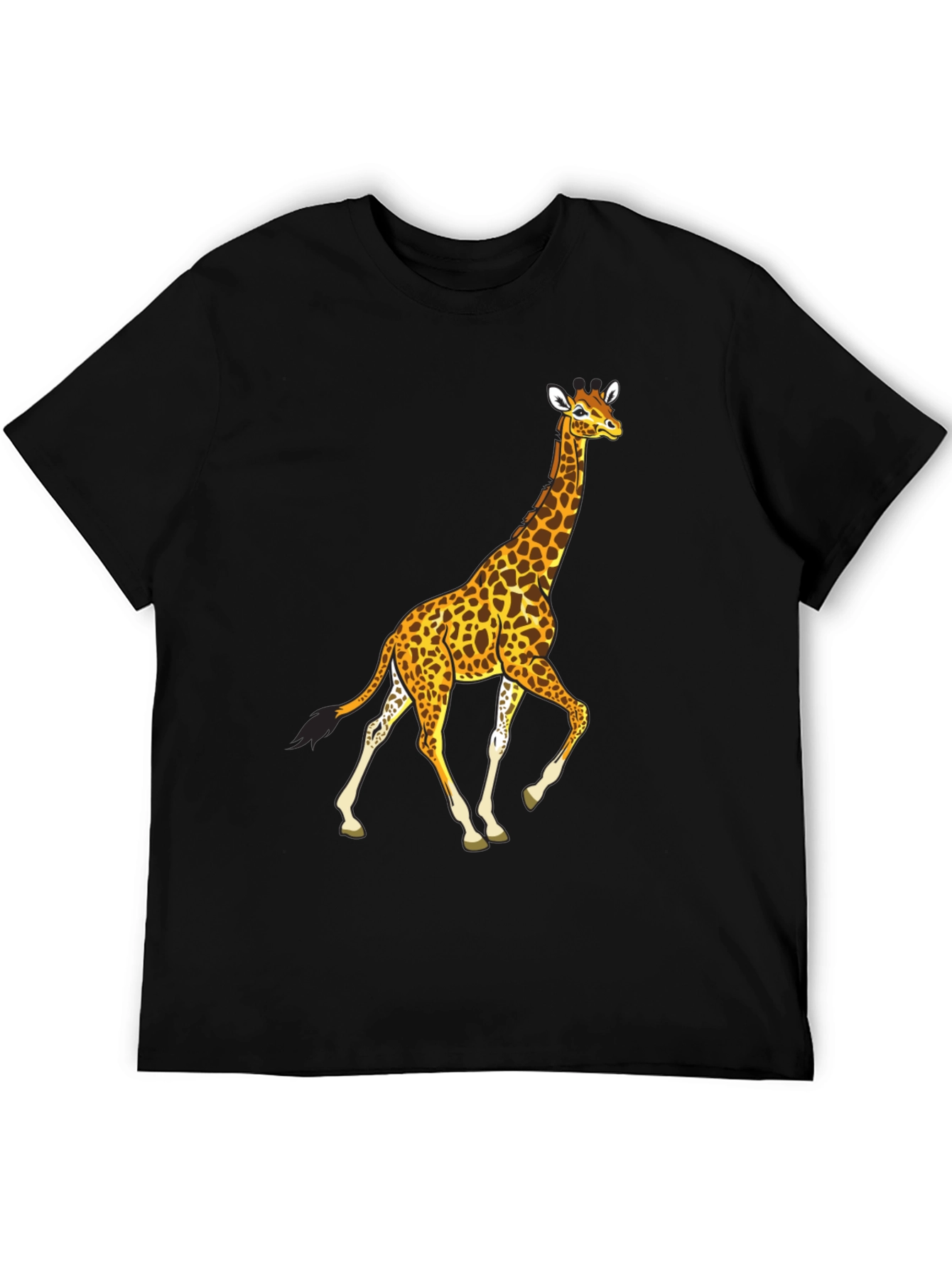 Giraffe Graphic Tee - Black Cotton Casual Wear