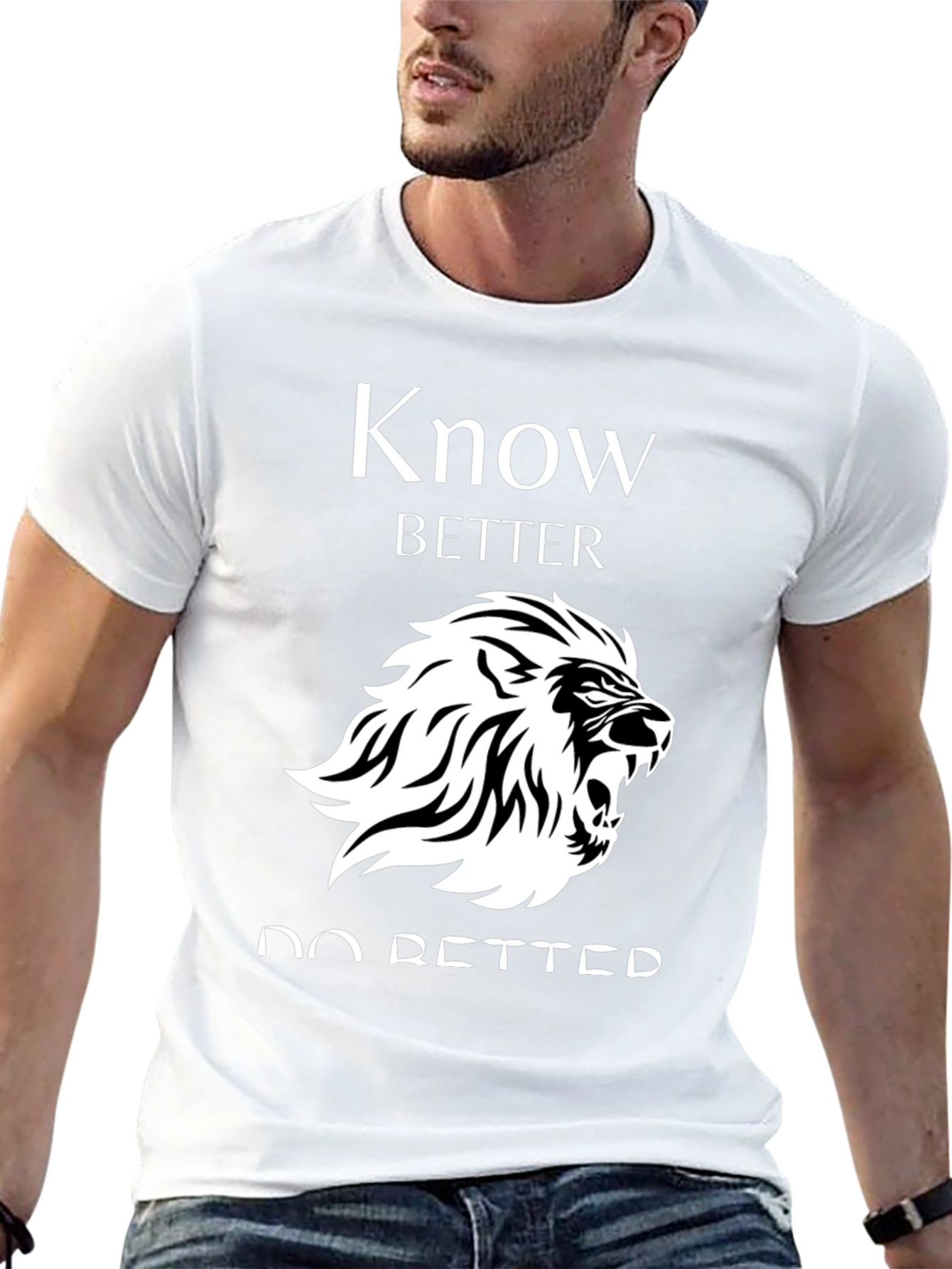 Know Better Do Better Lion Graphic Black T-Shirt