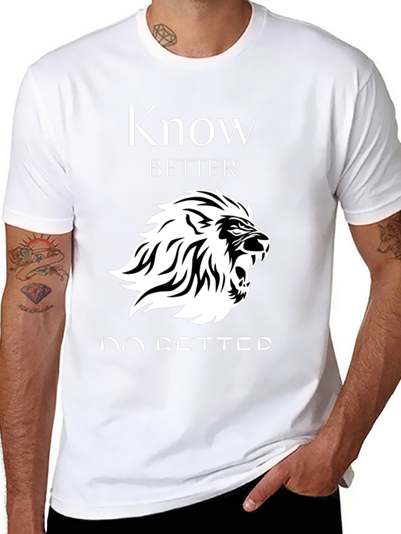 Know Better Do Better Lion Graphic Black T-Shirt