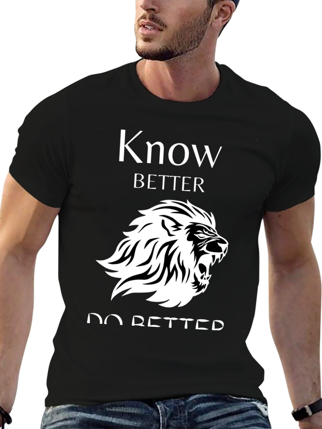 Know Better Do Better Lion Graphic Black T-Shirt