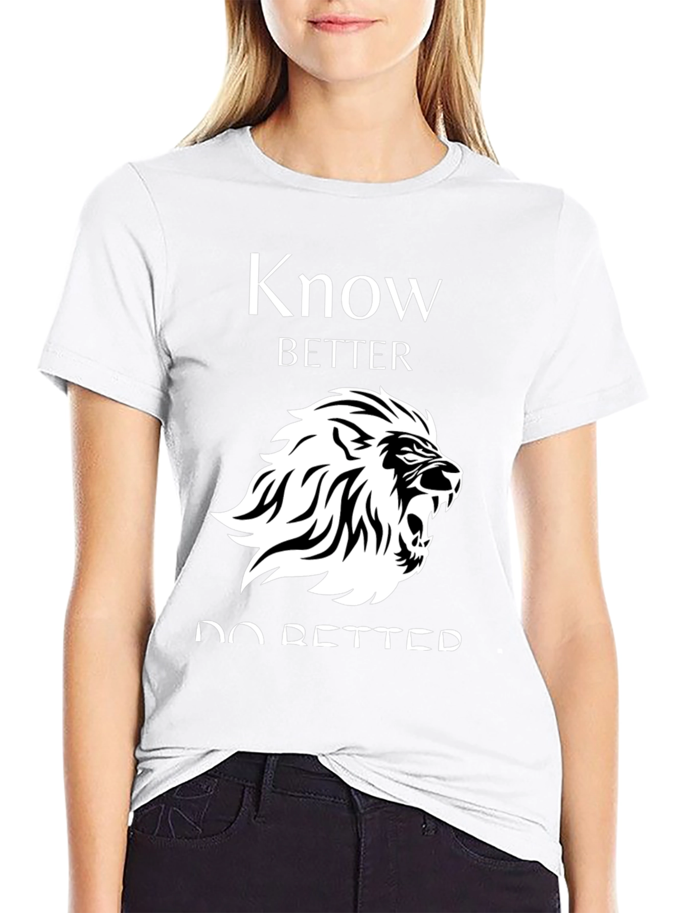 Know Better Do Better Lion Graphic Black T-Shirt