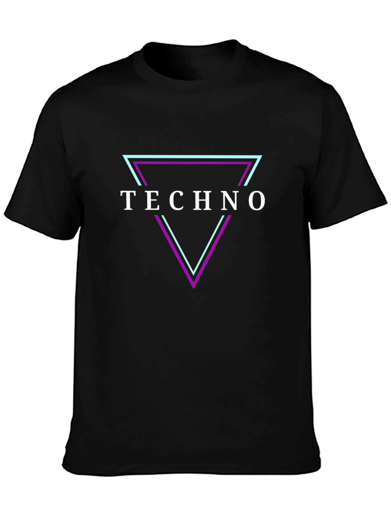 Techno T-Shirt: Triangle Design - Black Cotton Tee