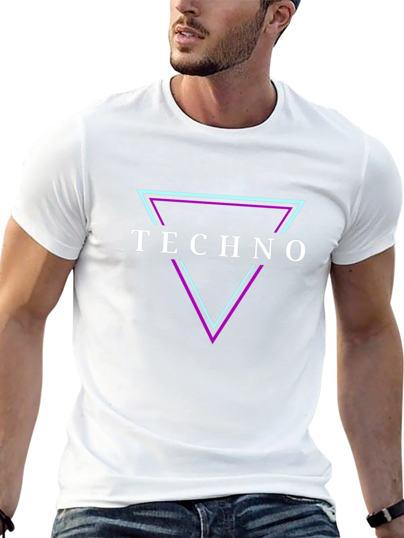 Techno T-Shirt: Triangle Design - Black Cotton Tee
