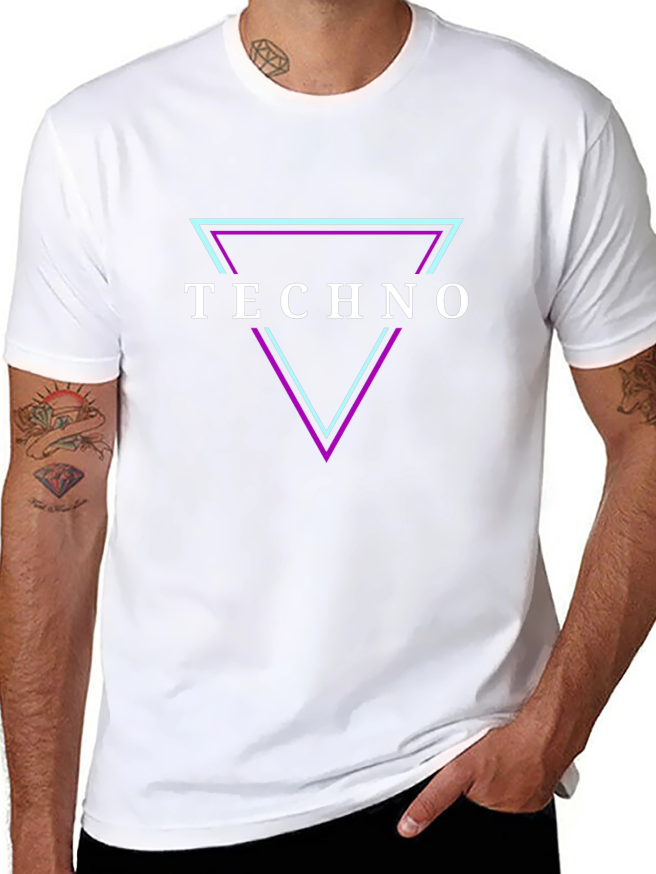 Techno T-Shirt: Triangle Design - Black Cotton Tee