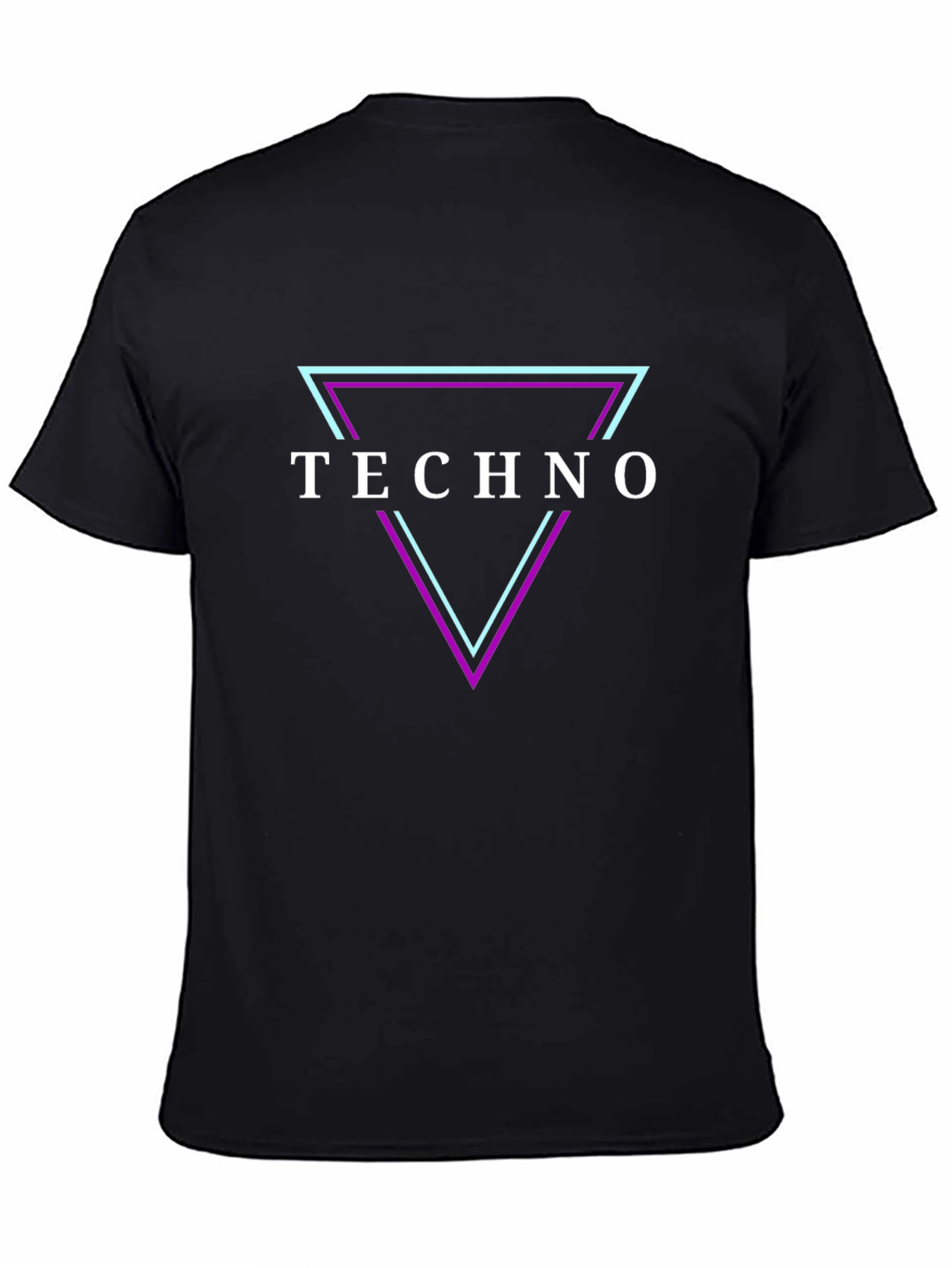 Techno T-Shirt: Triangle Design - Black Cotton Tee