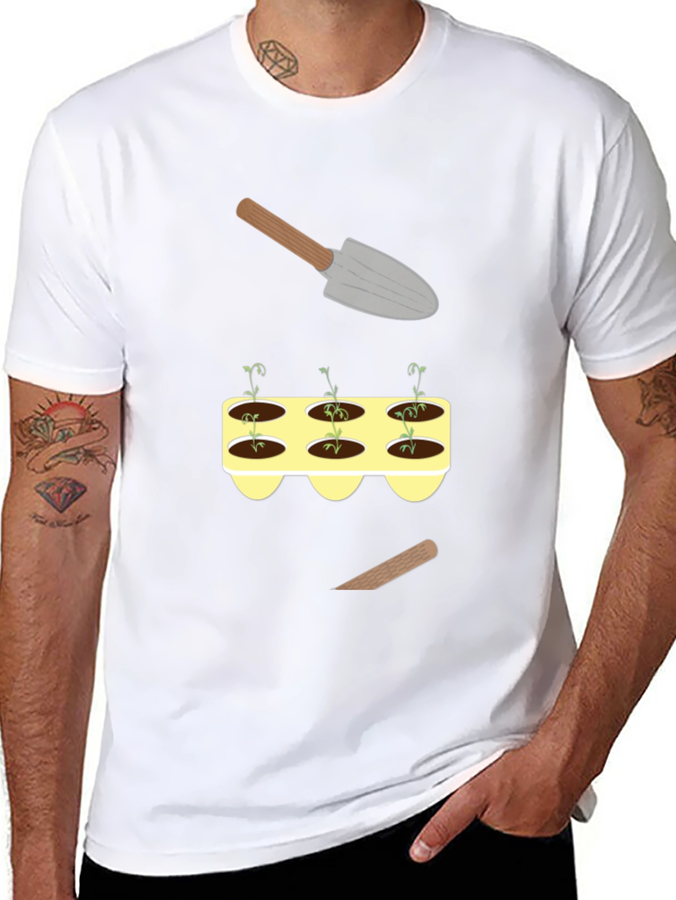 Gardening T-Shirt: Sprouts & Tools Graphic Tee