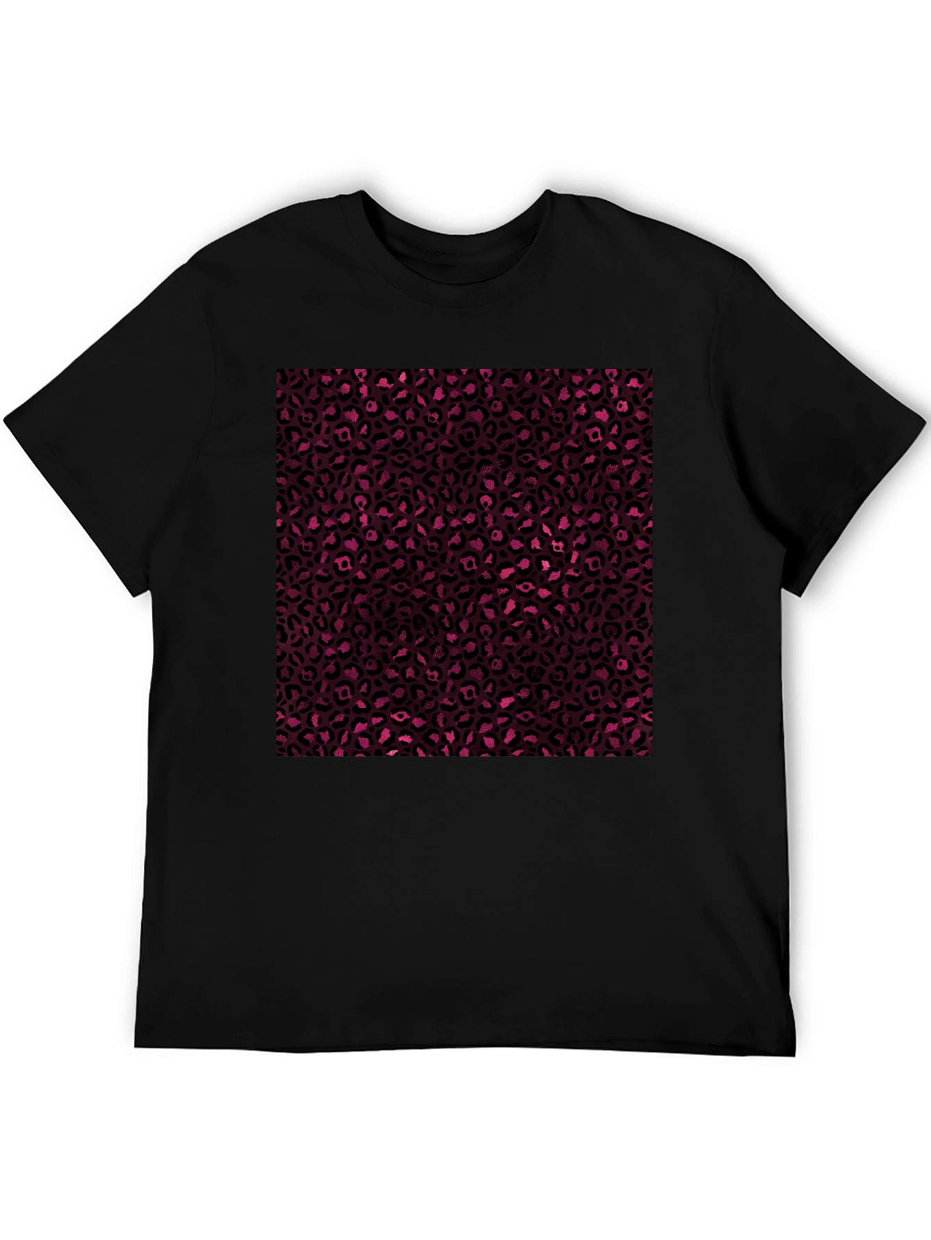 Black Tee with Pink Leopard Print