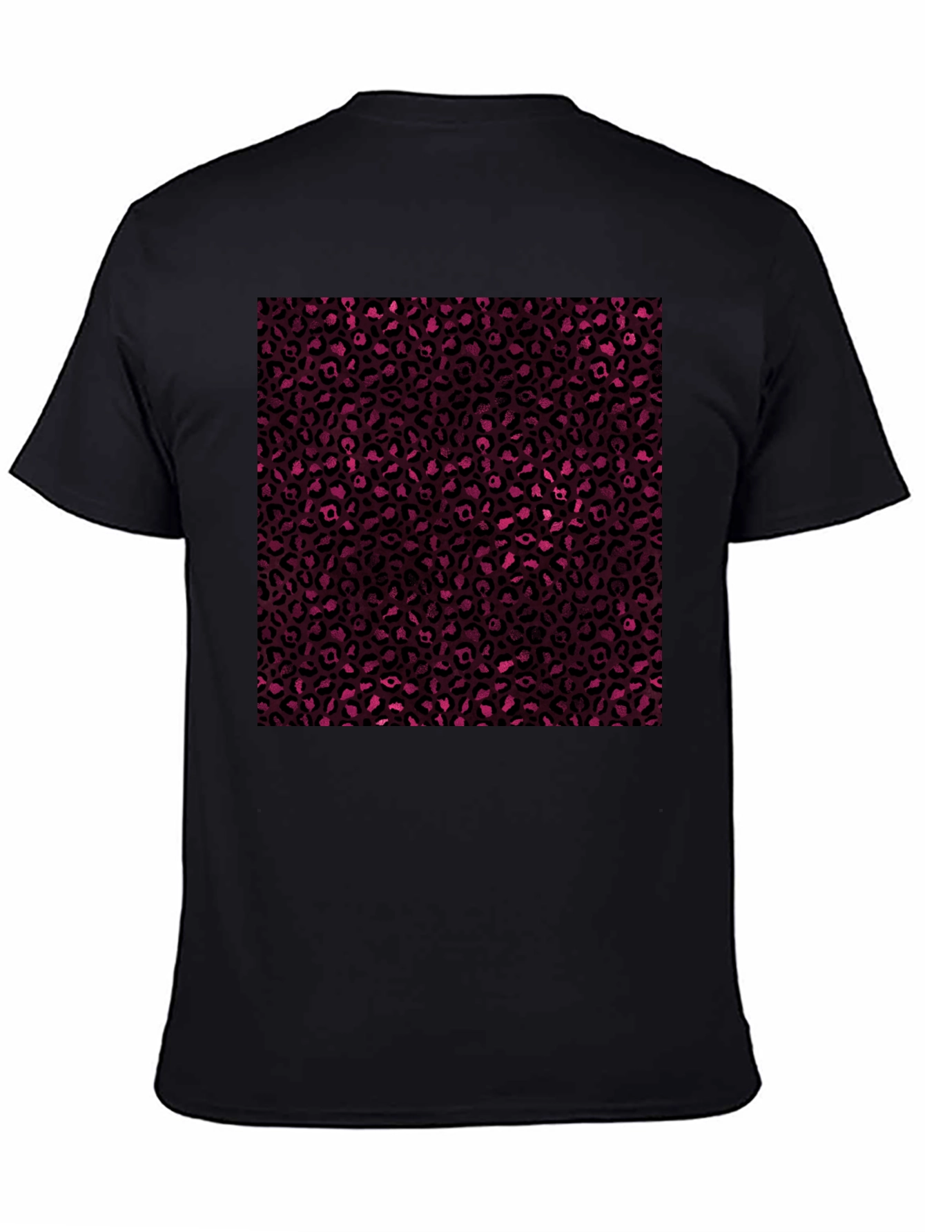 Black Tee with Pink Leopard Print