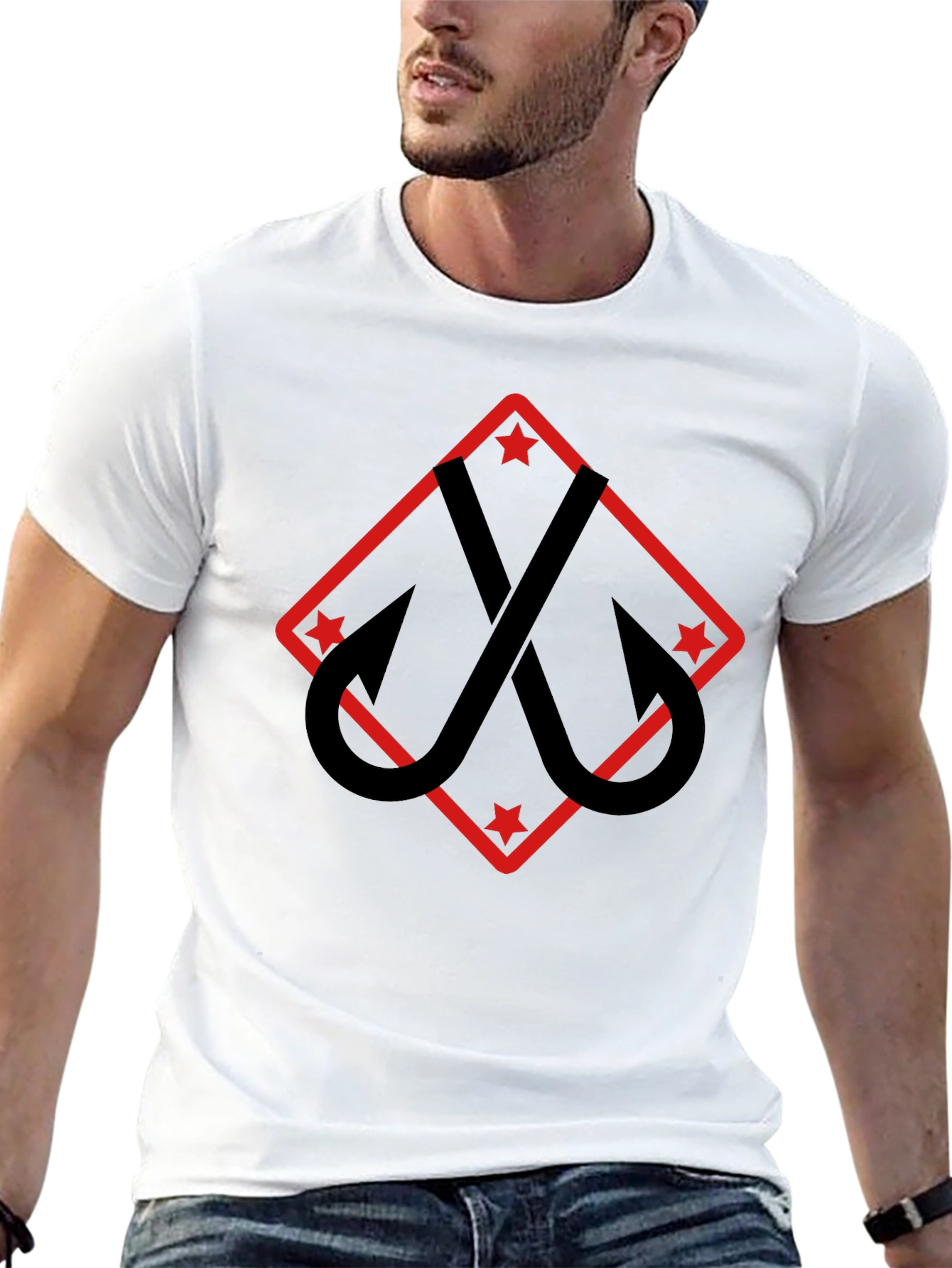 Fishing Hooks Tee - Black Cotton Graphic T-Shirt