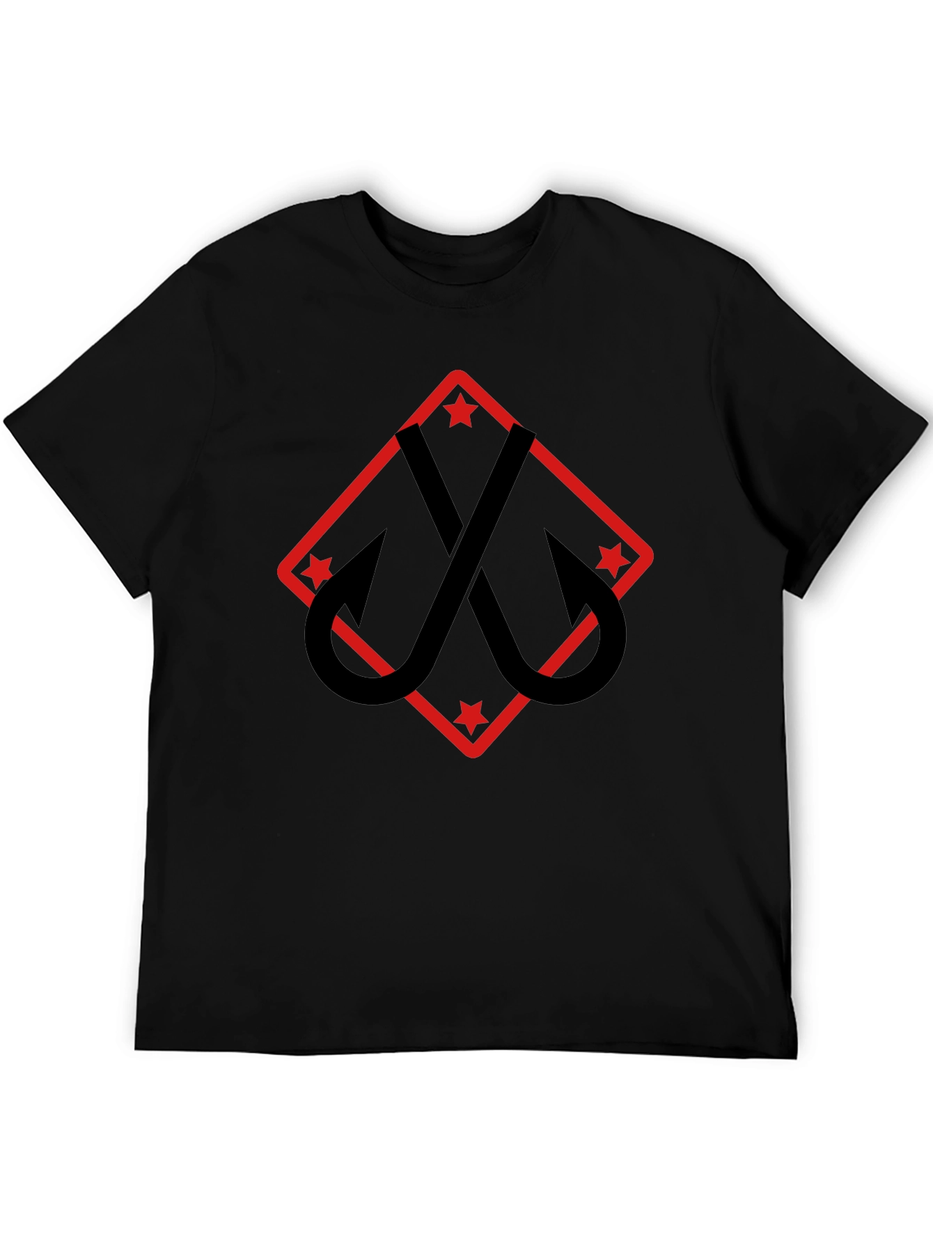 Fishing Hooks Tee - Black Cotton Graphic T-Shirt