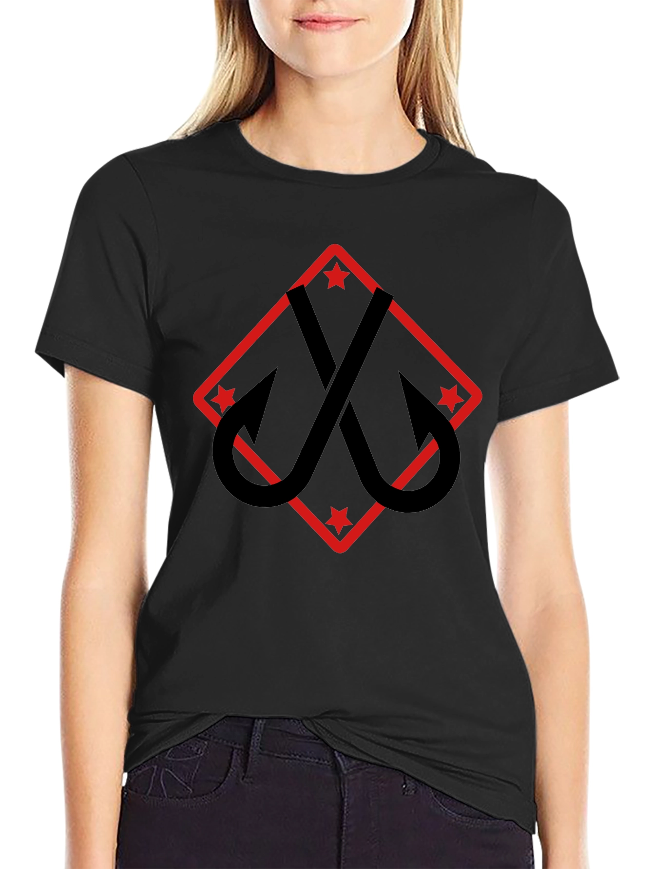 Fishing Hooks Tee - Black Cotton Graphic T-Shirt