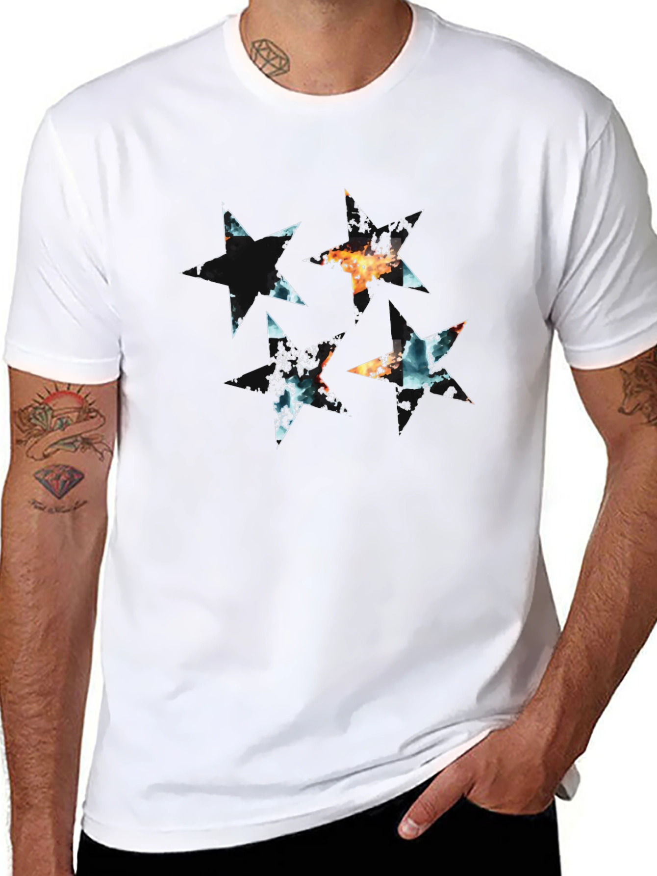 Abstract Star Graphic Black T-Shirt
