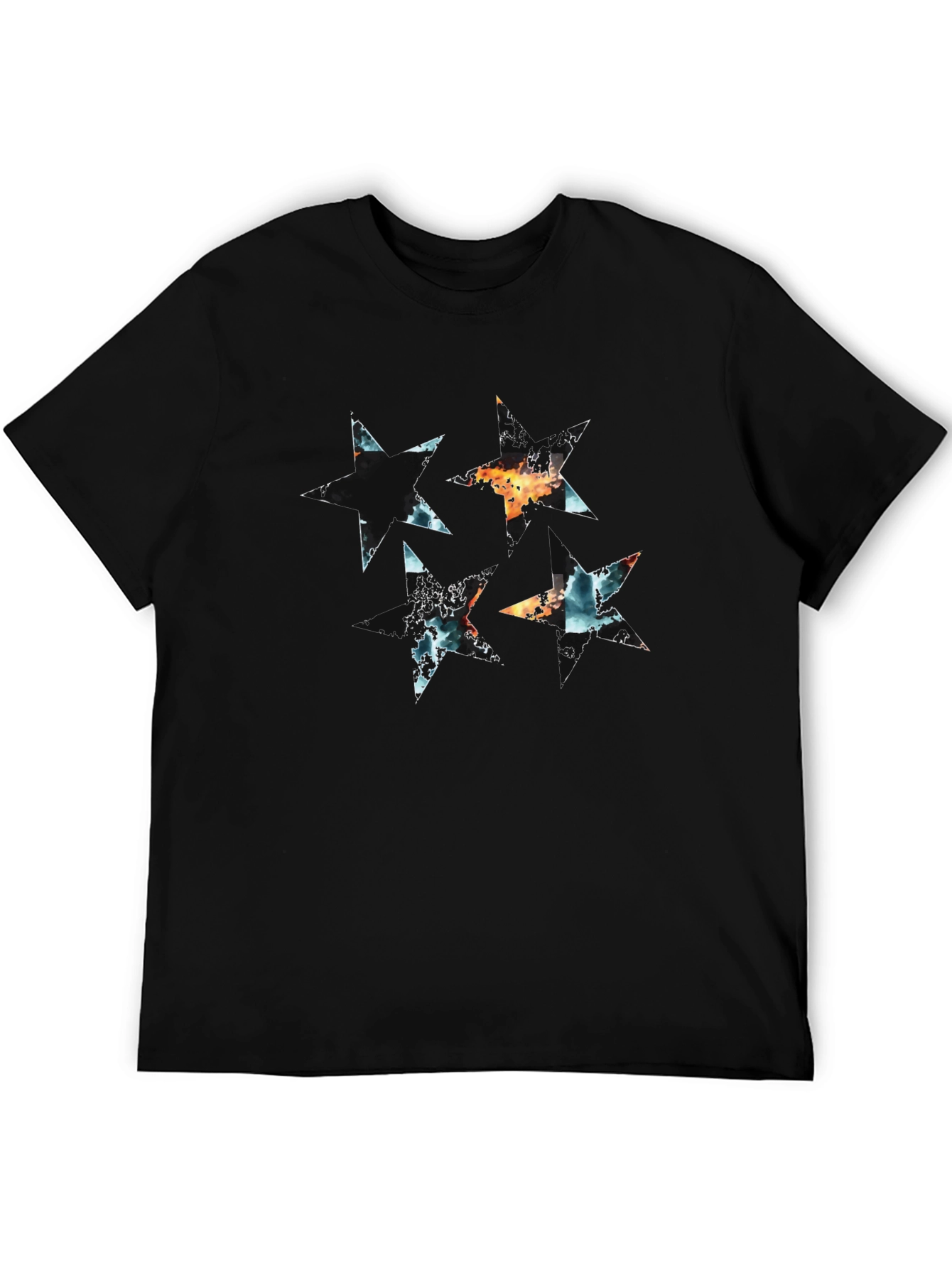 Abstract Star Graphic Black T-Shirt