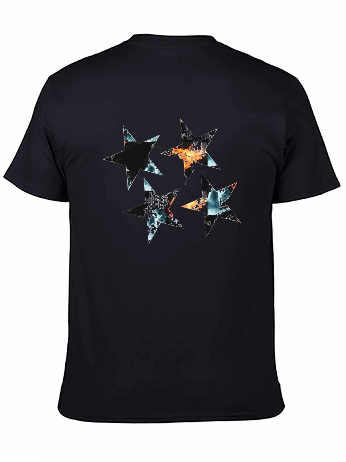 Abstract Star Graphic Black T-Shirt
