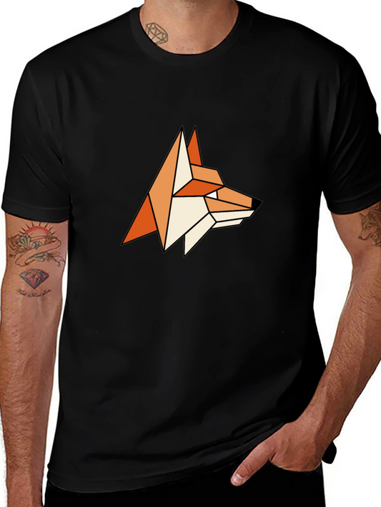 Geometric Fox Graphic Tee - Stylish Mens T-Shirt