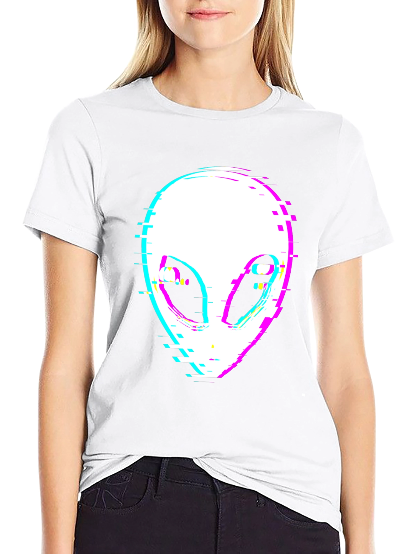 Glitch Alien Graphic Tee - Black T-Shirt