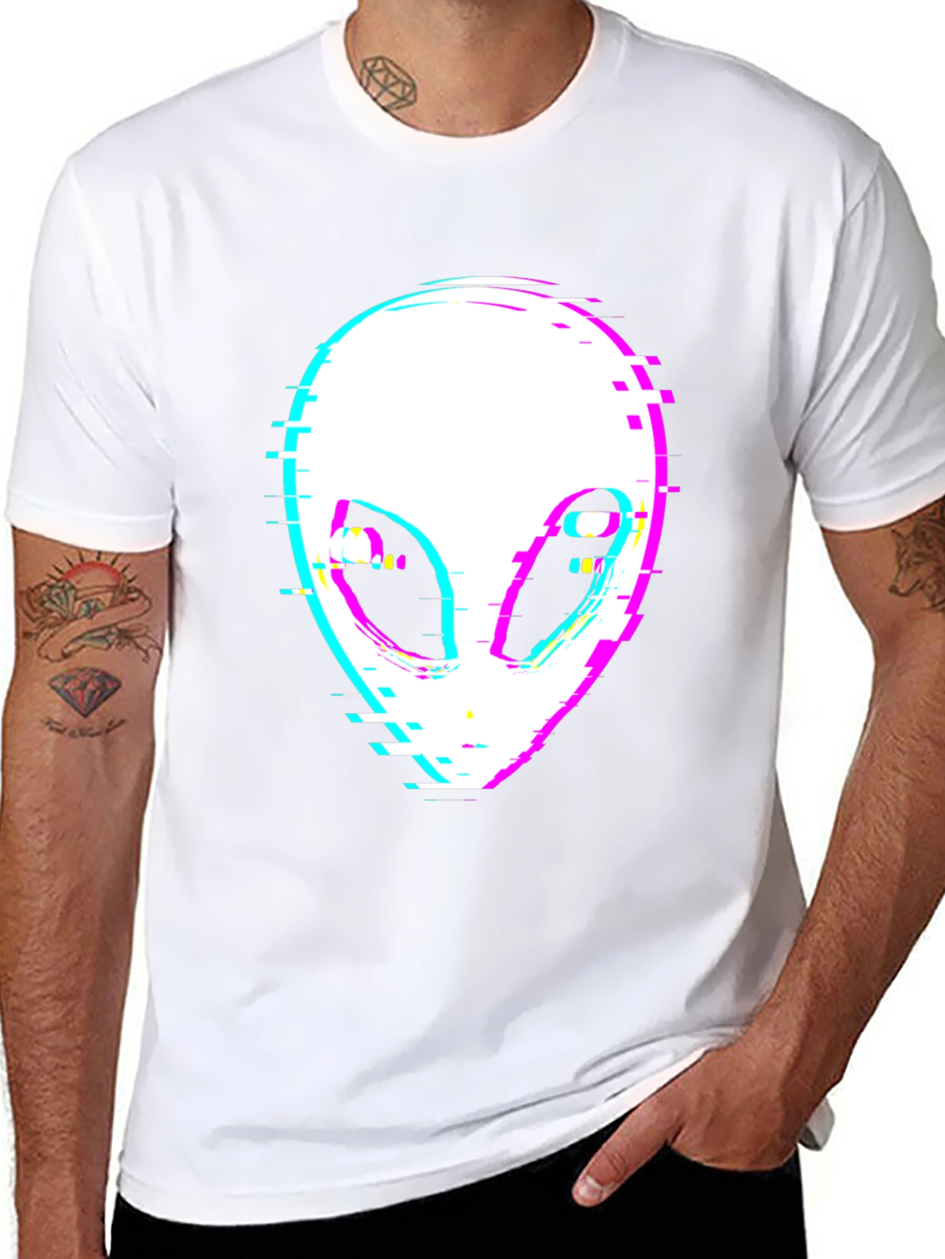 Glitch Alien Graphic Tee - Black T-Shirt