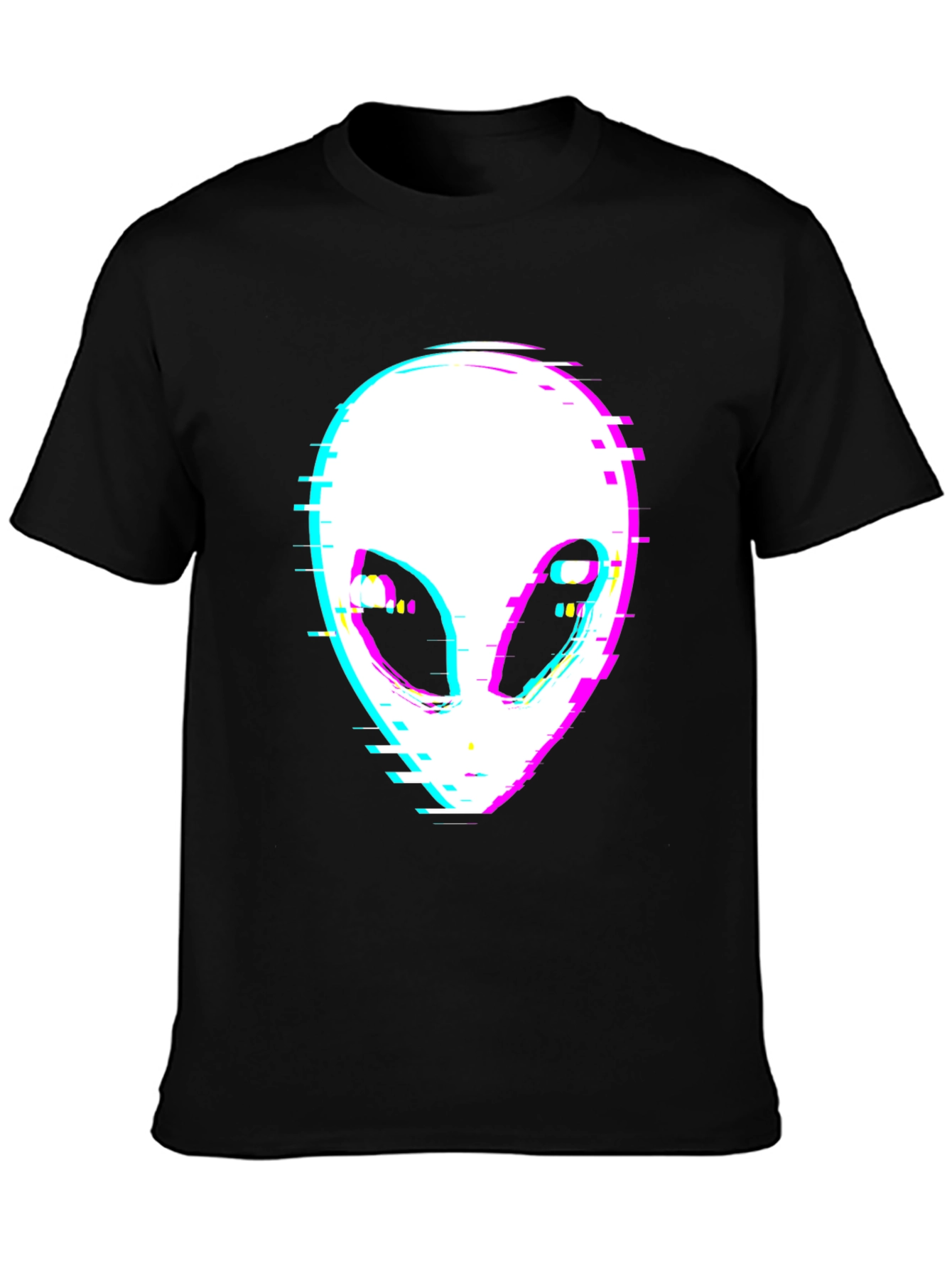 Glitch Alien Graphic Tee - Black T-Shirt