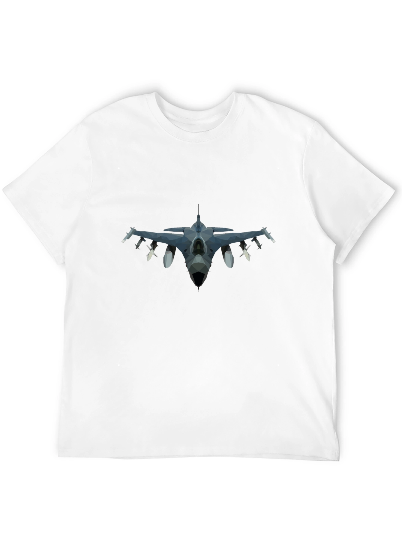 Geometric Jet Fighter Graphic Tee - Black