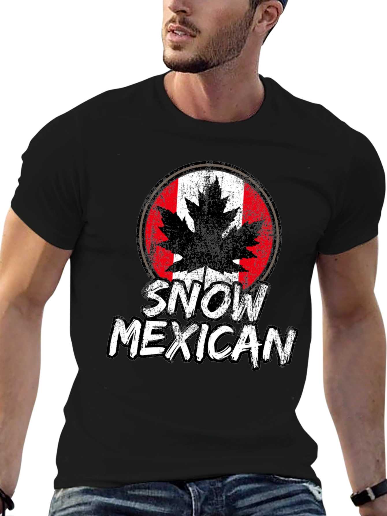 Snow Mexican Canada Flag Graphic T-Shirt