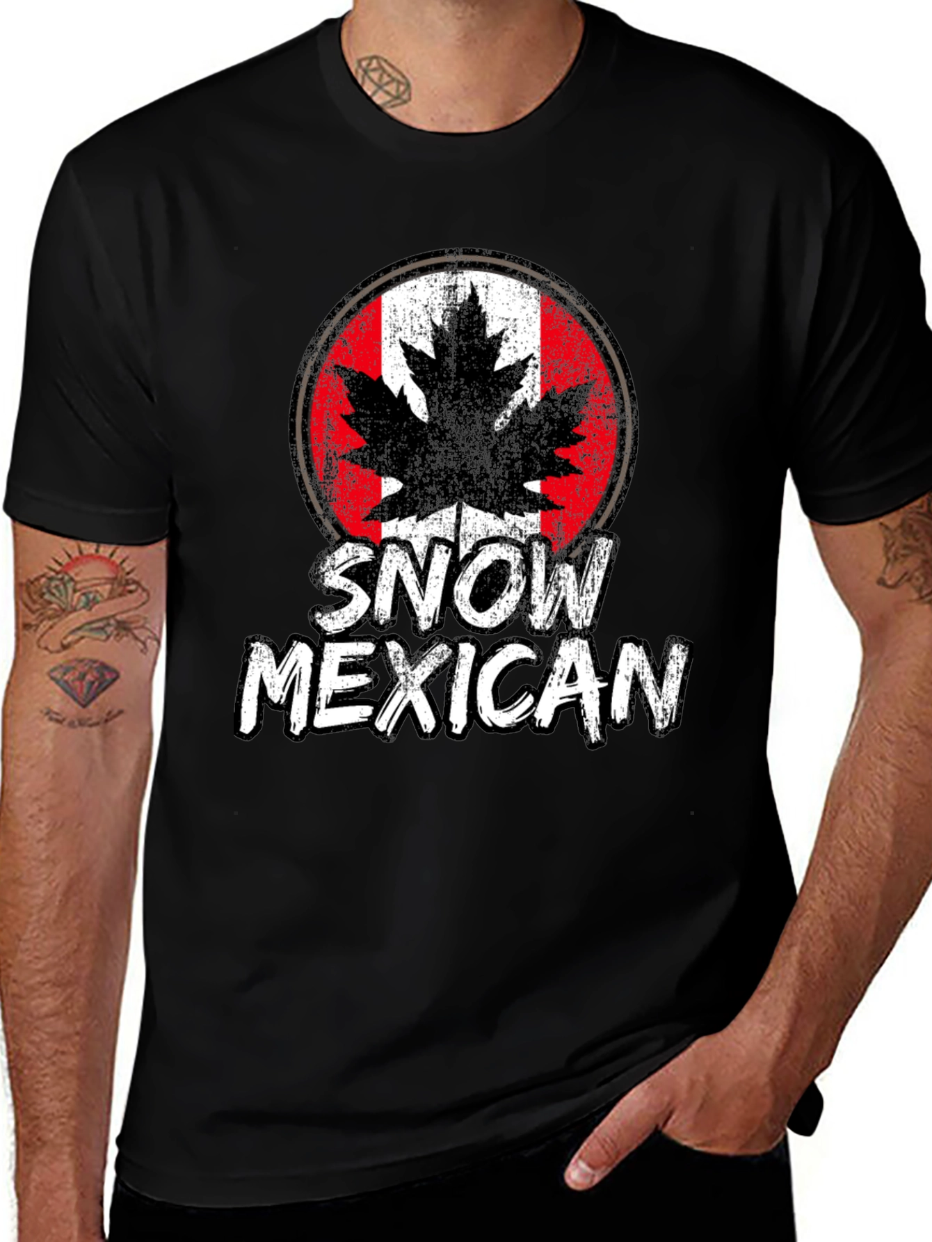 Snow Mexican Canada Flag Graphic T-Shirt