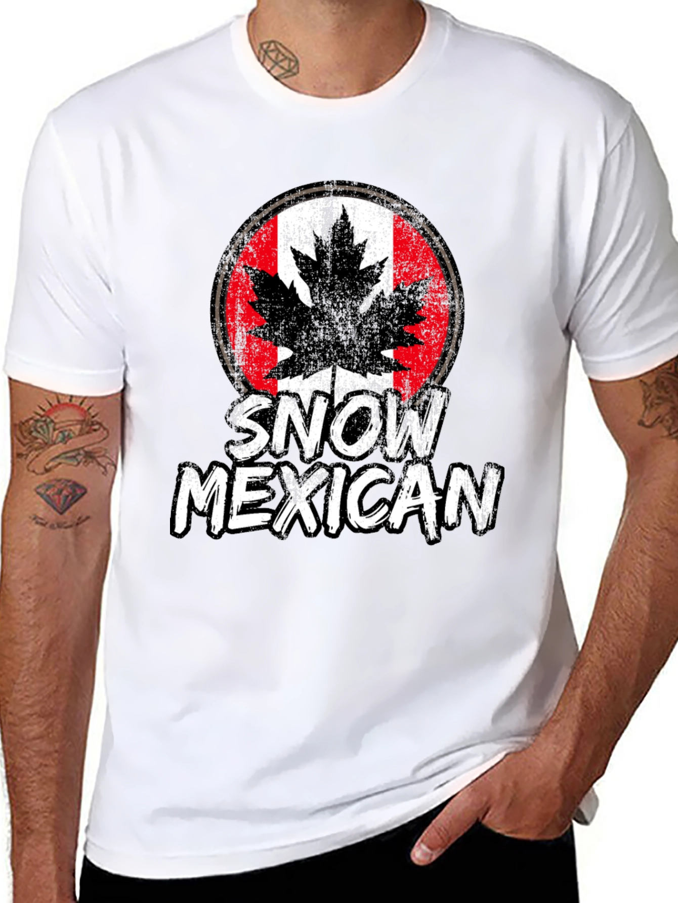 Snow Mexican Canada Flag Graphic T-Shirt