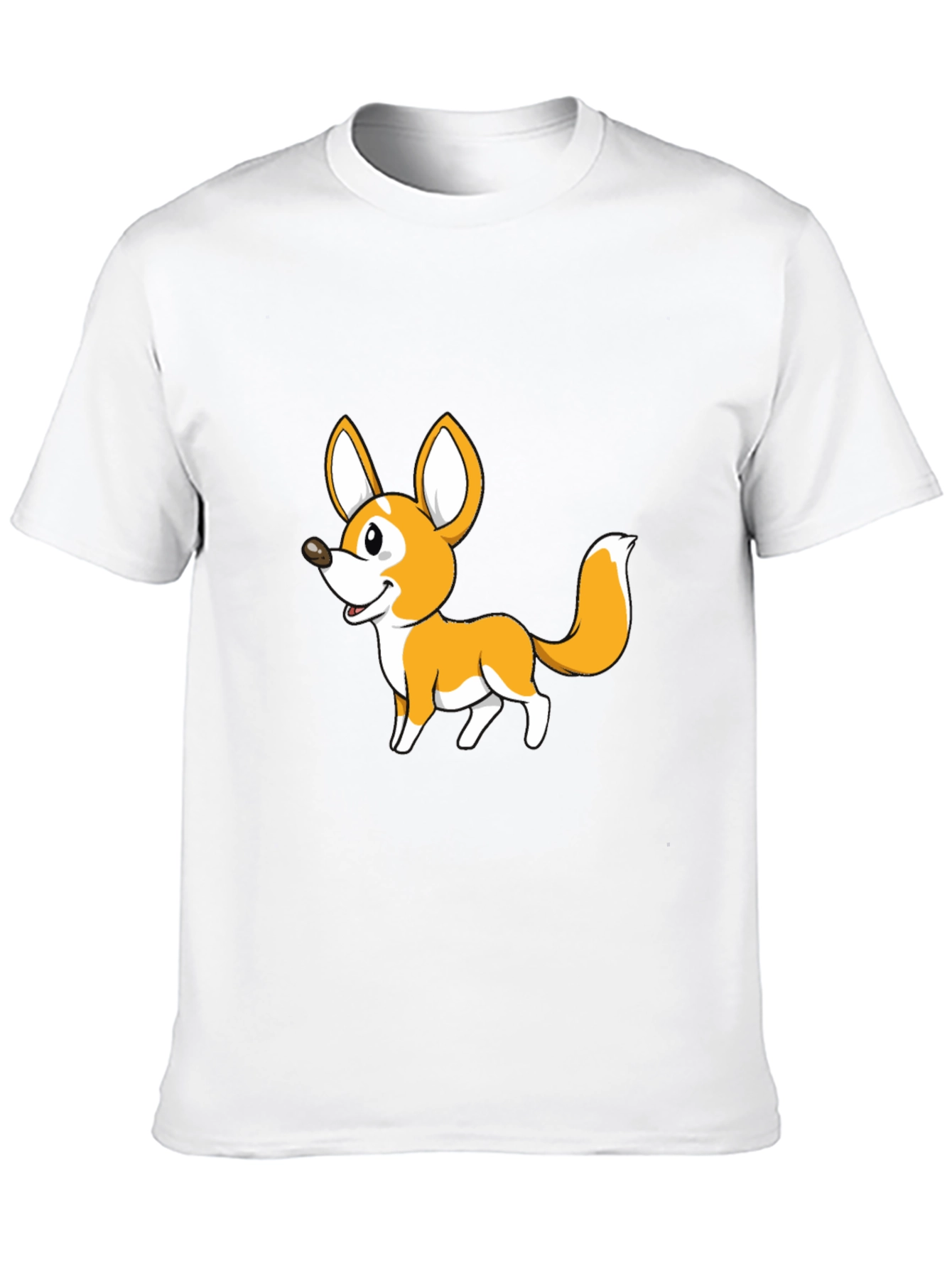 Cute Cartoon Fox Graphic Tee - Black