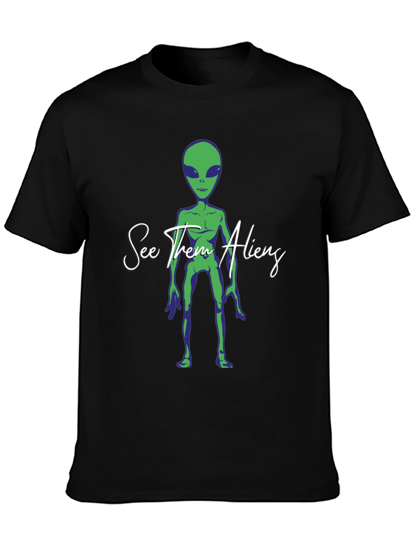 See Them Aliens Graphic Tee - Black Cotton T-Shirt