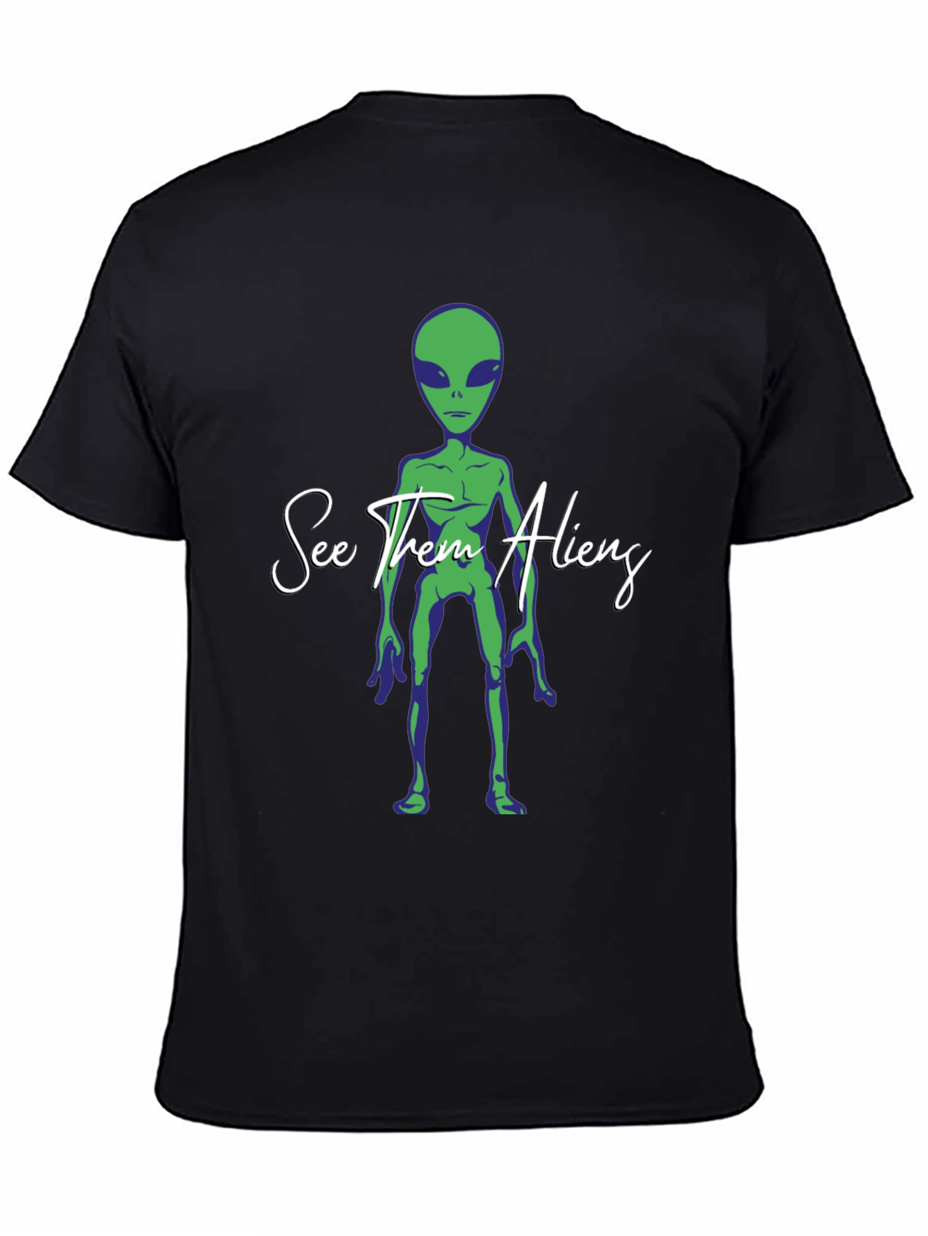See Them Aliens Graphic Tee - Black Cotton T-Shirt
