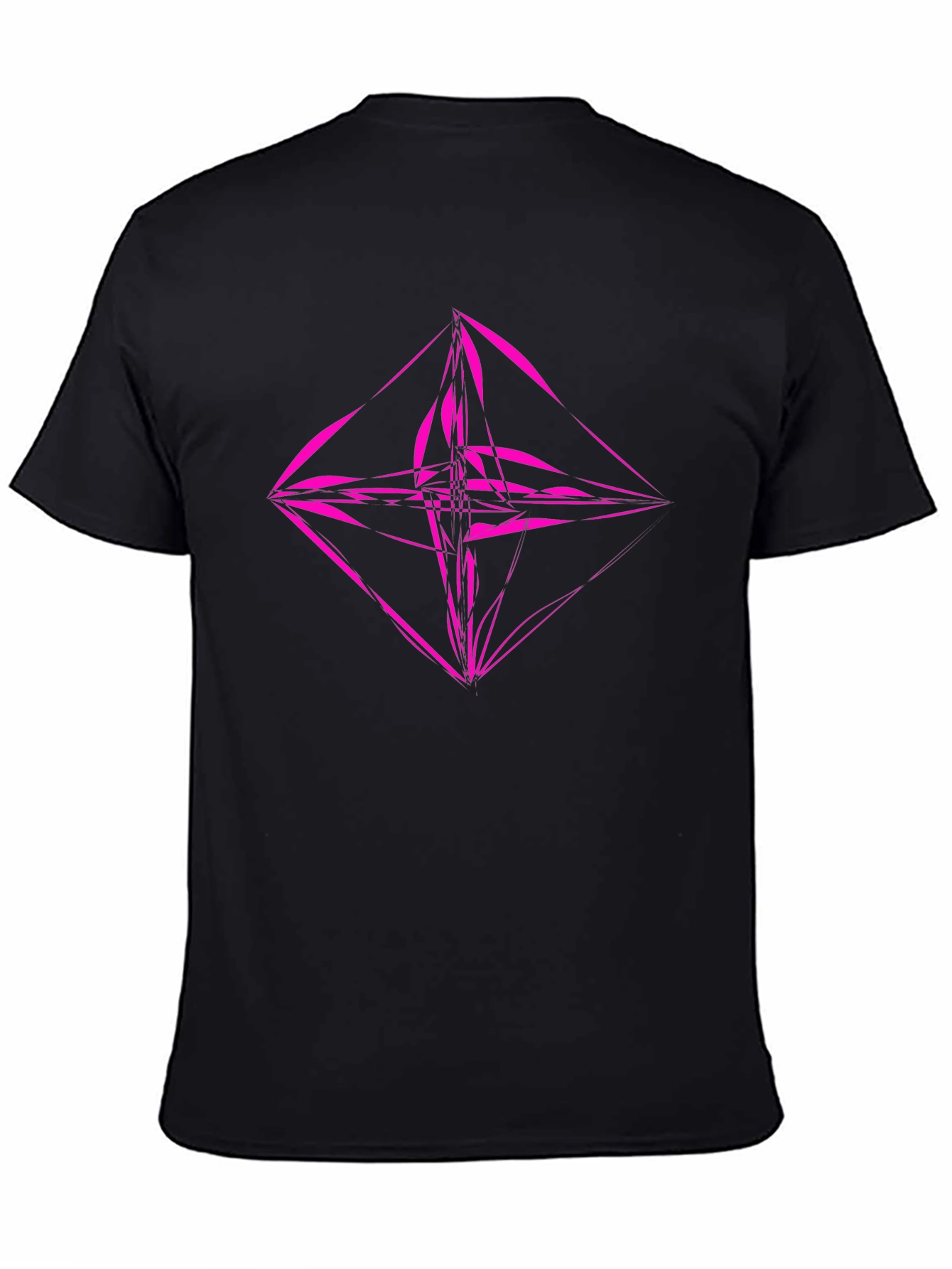 Geometric Pink Graphic Black T-Shirt