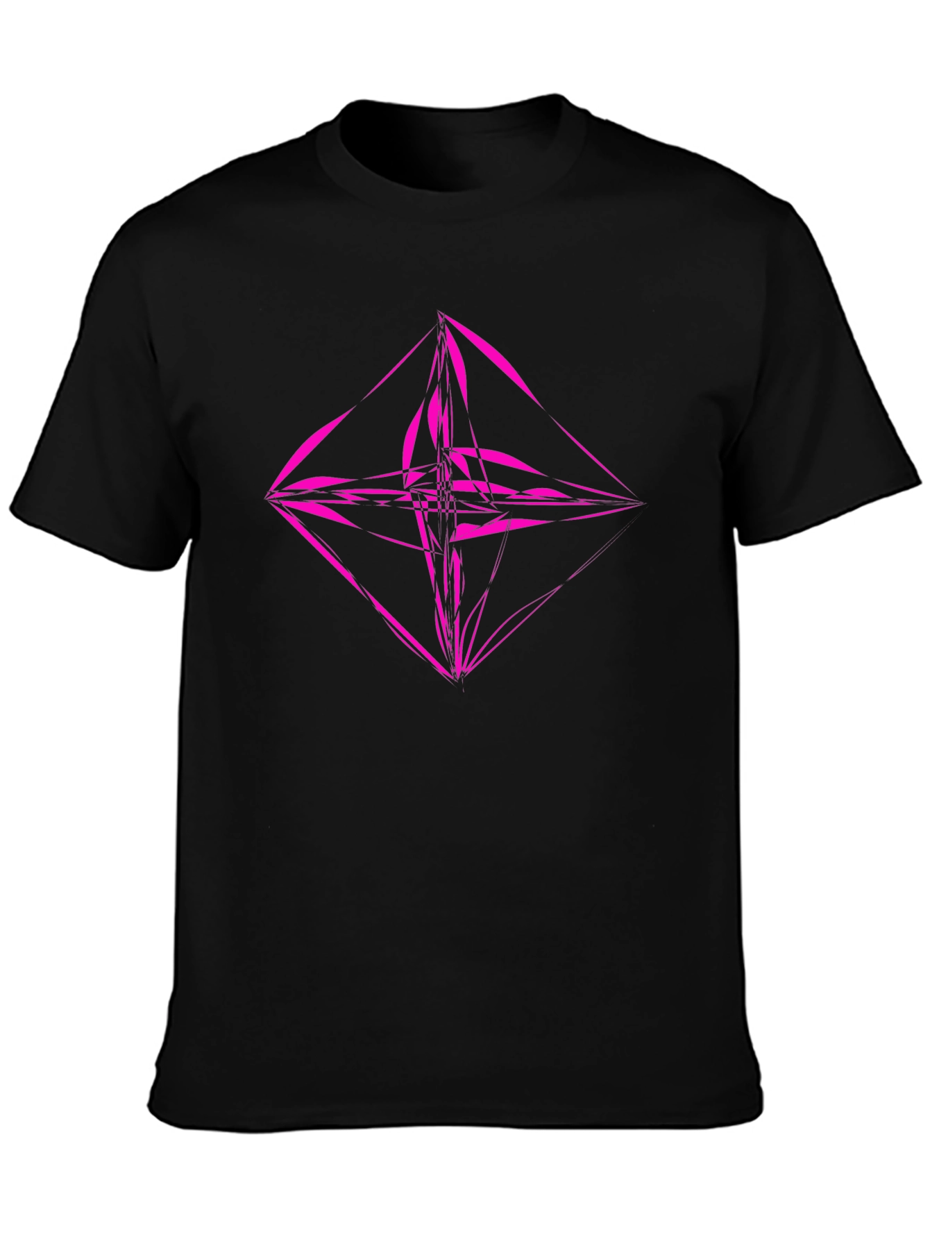 Geometric Pink Graphic Black T-Shirt