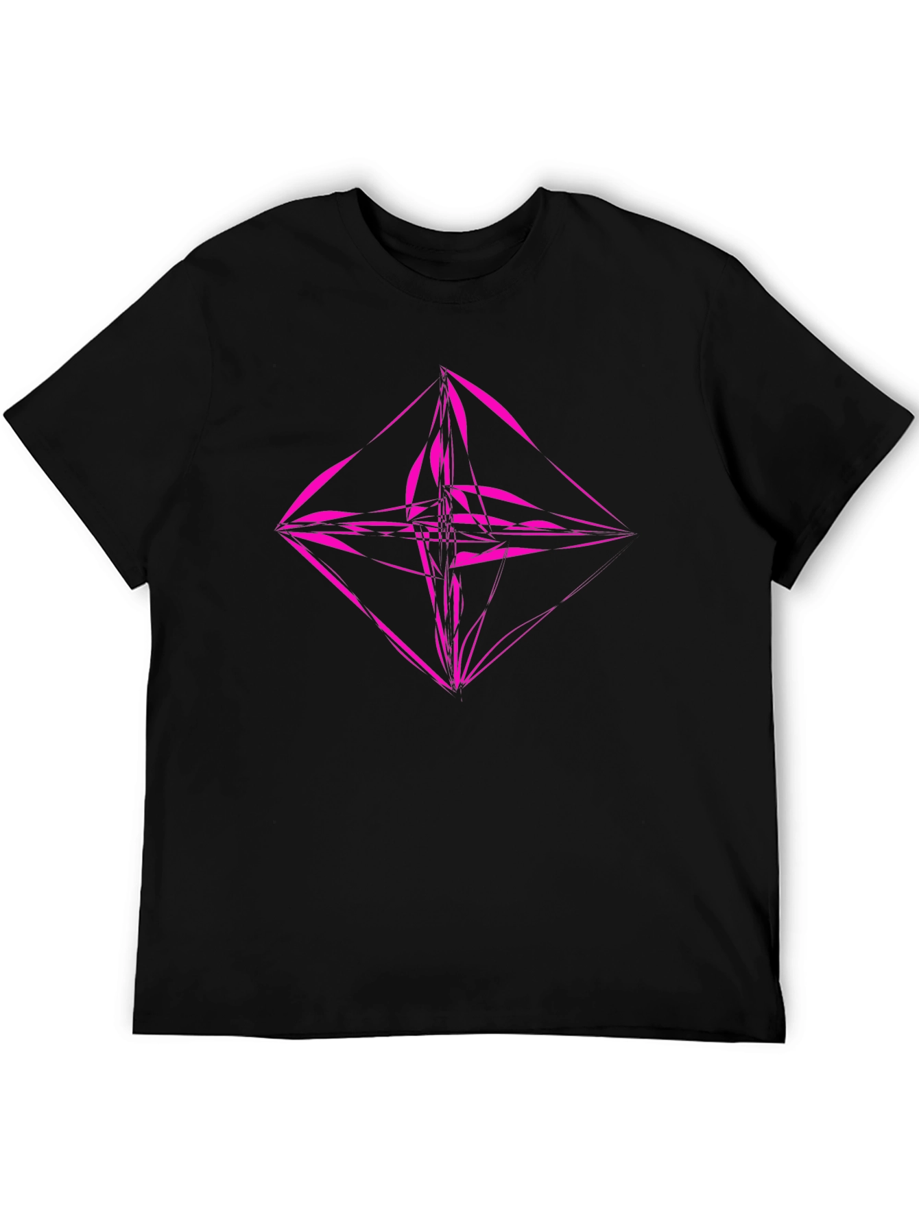 Geometric Pink Graphic Black T-Shirt