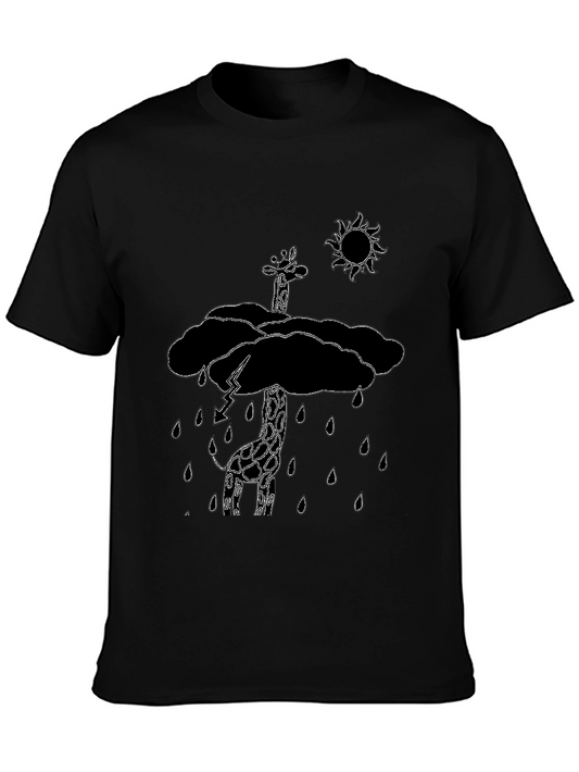 Giraffe in Rain Cloud Graphic Tee - Black
