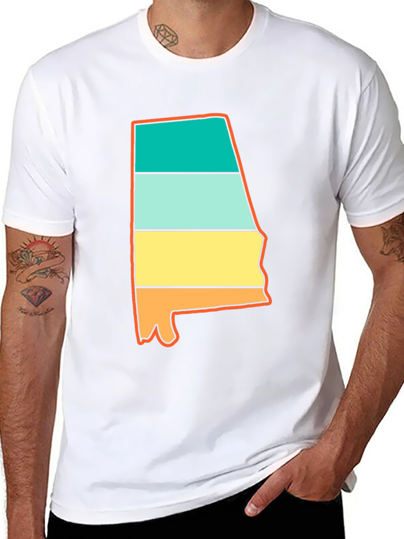 Alabama State Pride Tee - Retro Striped Design