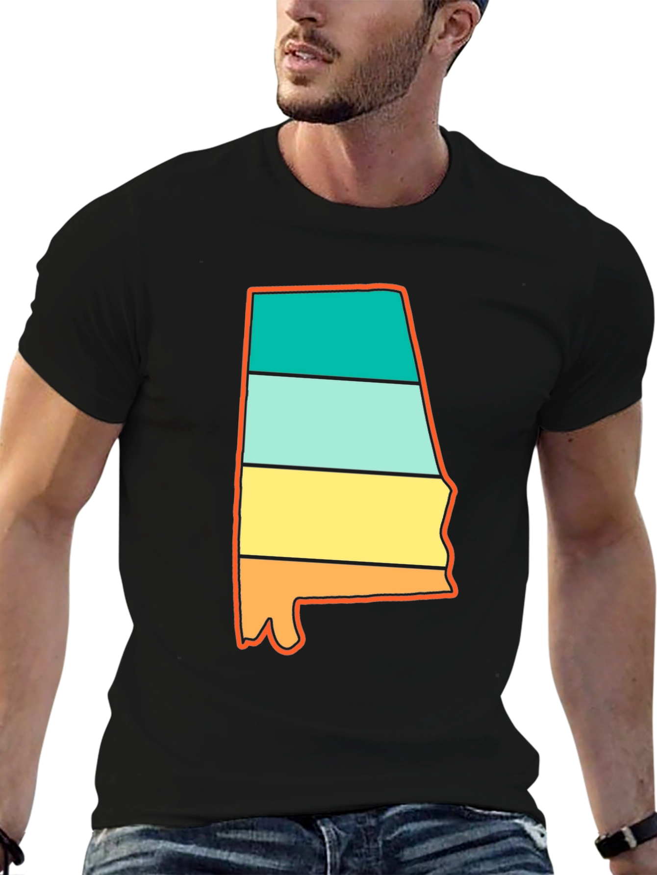 Alabama State Pride Tee - Retro Striped Design
