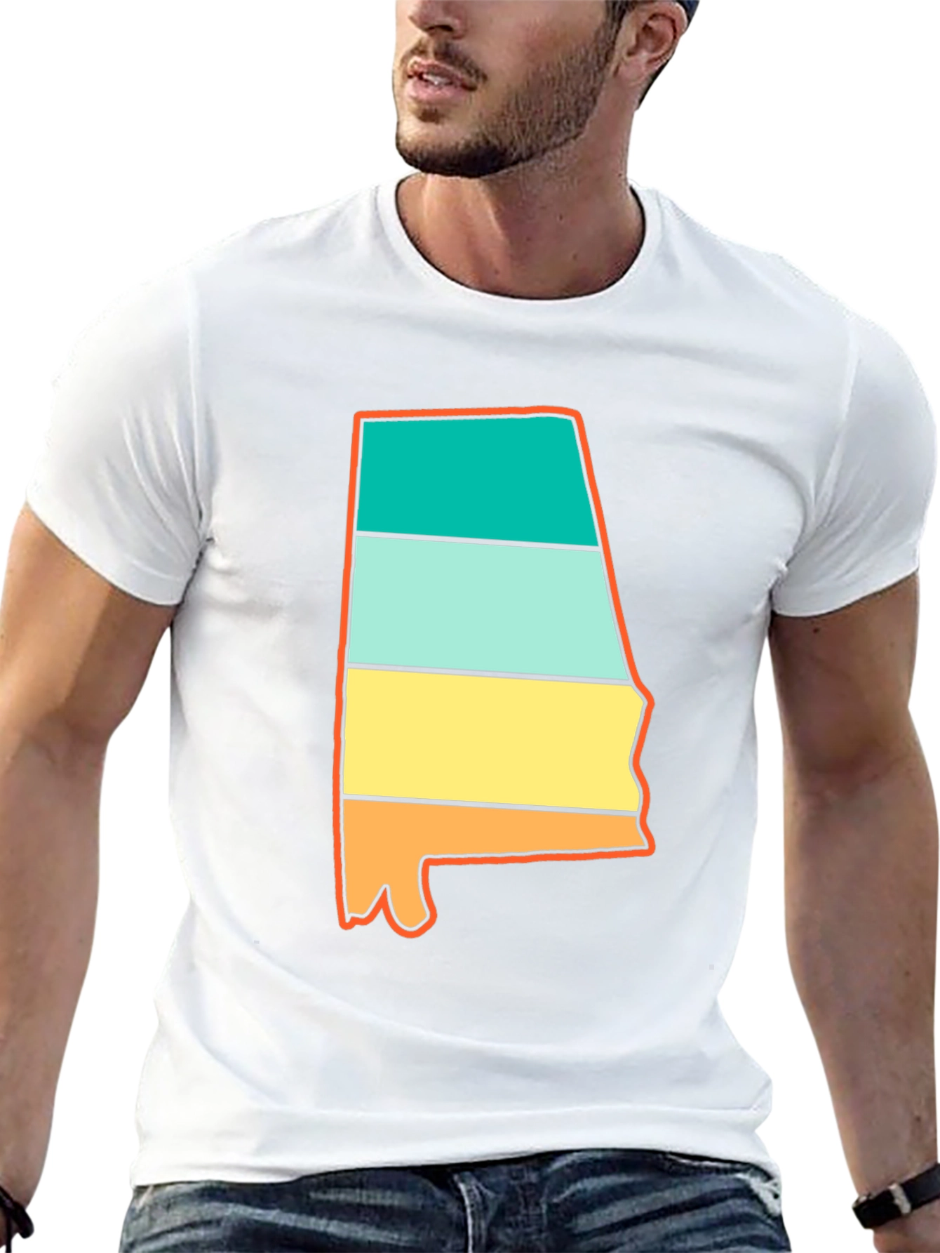 Alabama State Pride Tee - Retro Striped Design