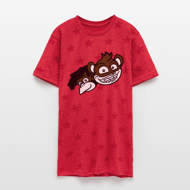 2 funny monkeys friends heads two faces team crew