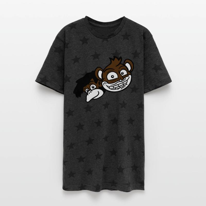 2 funny monkeys friends heads two faces team crew