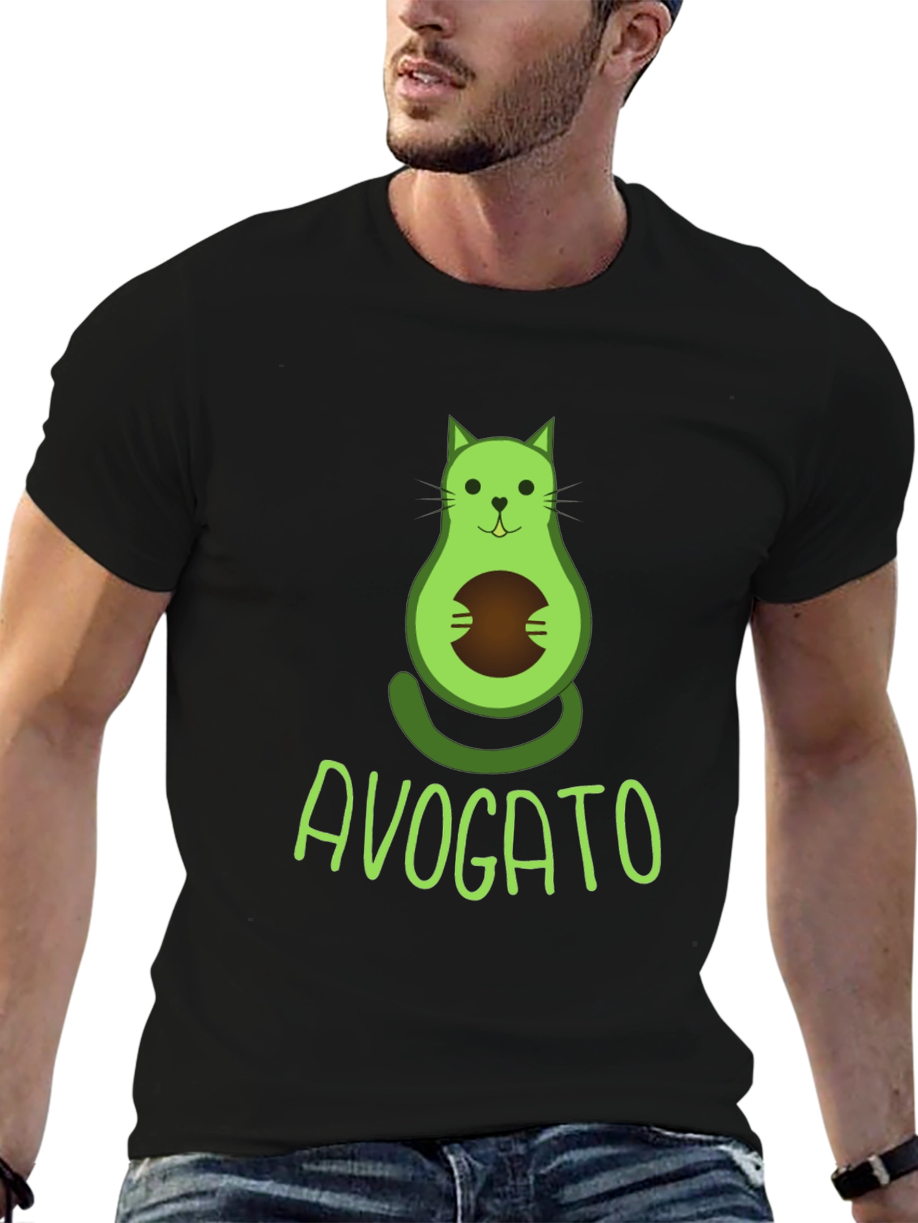 Avogato T-Shirt - Avocado Cat Graphic Tee