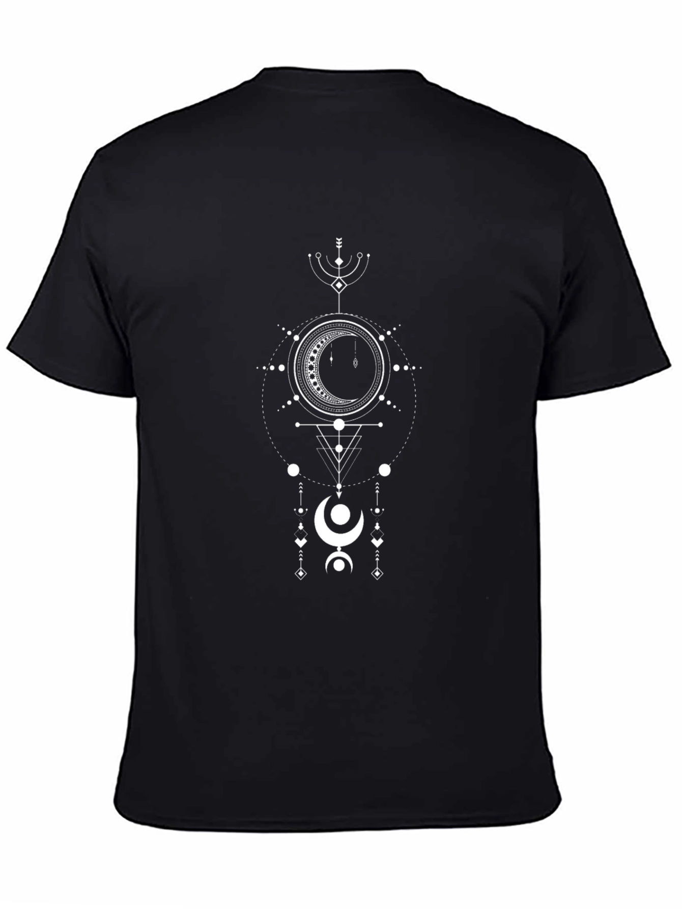 Geometric Moon Phase T-Shirt - Black